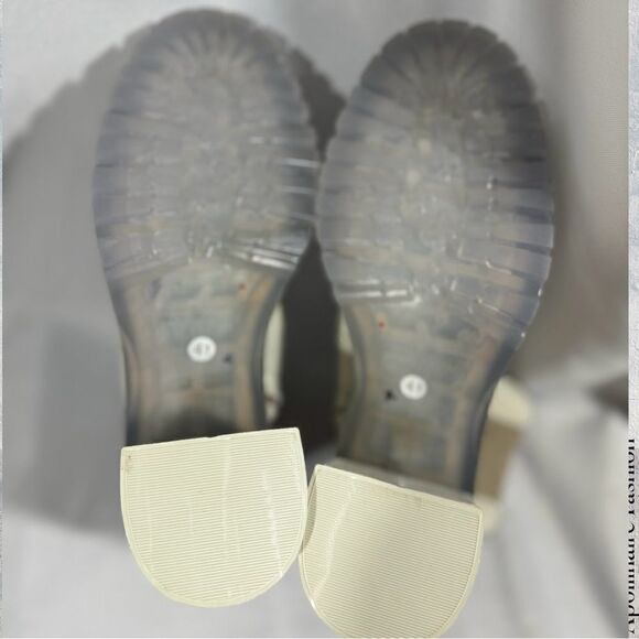 FREE PEOPLE JAMES CHELSEA LEATHER BOOTS IN ICE SIZE 41 NWT CHUNKY HEELS - Picture 7 of 7